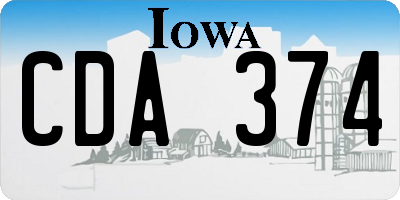 IA license plate CDA374