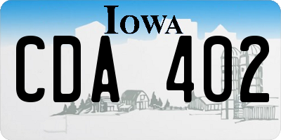 IA license plate CDA402