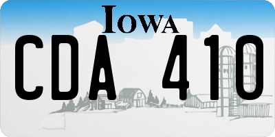 IA license plate CDA410