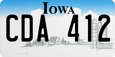 IA license plate CDA412