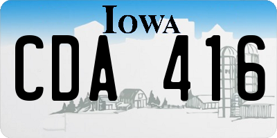 IA license plate CDA416