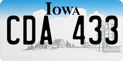 IA license plate CDA433