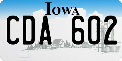 IA license plate CDA602