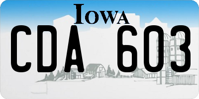 IA license plate CDA603