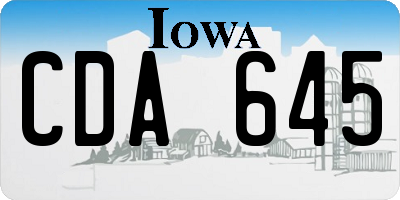 IA license plate CDA645