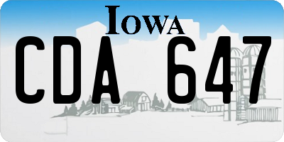 IA license plate CDA647