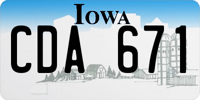 IA license plate CDA671