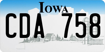 IA license plate CDA758