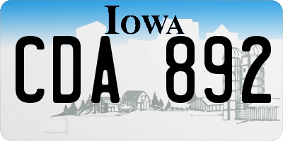 IA license plate CDA892