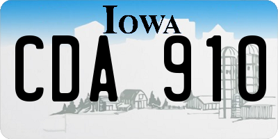 IA license plate CDA910