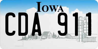IA license plate CDA911