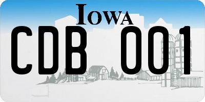 IA license plate CDB001