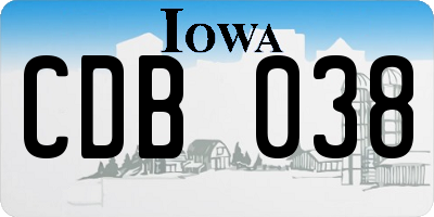 IA license plate CDB038