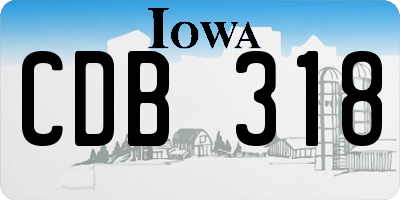 IA license plate CDB318