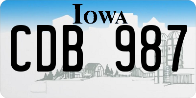 IA license plate CDB987