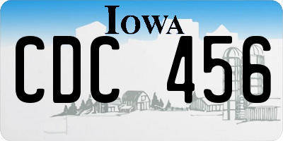 IA license plate CDC456