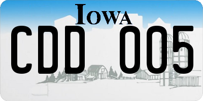 IA license plate CDD005
