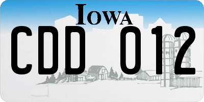 IA license plate CDD012