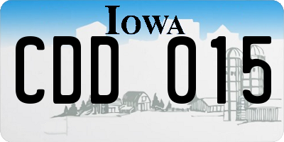 IA license plate CDD015