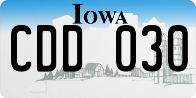 IA license plate CDD030