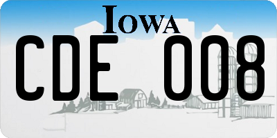 IA license plate CDE008