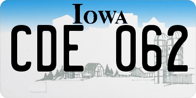IA license plate CDE062