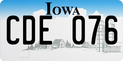 IA license plate CDE076