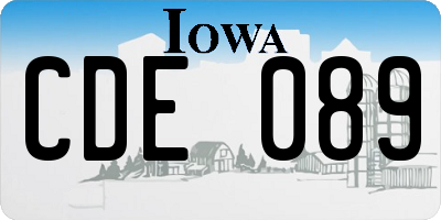 IA license plate CDE089