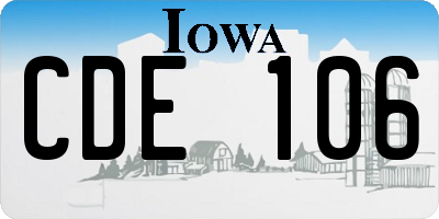 IA license plate CDE106