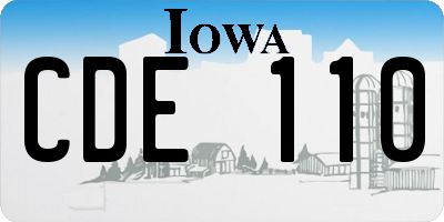 IA license plate CDE110