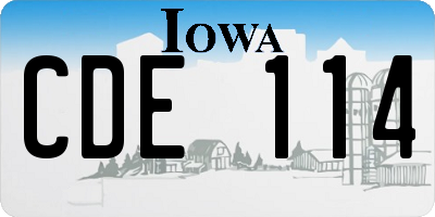 IA license plate CDE114