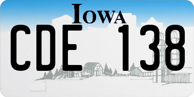 IA license plate CDE138