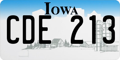 IA license plate CDE213