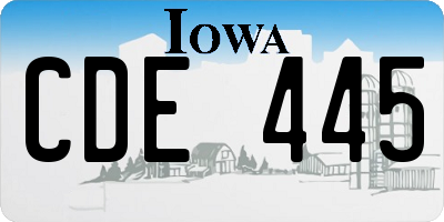 IA license plate CDE445