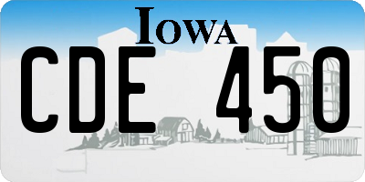 IA license plate CDE450