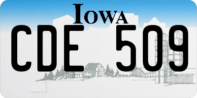 IA license plate CDE509