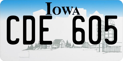 IA license plate CDE605