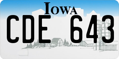 IA license plate CDE643