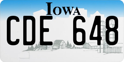 IA license plate CDE648