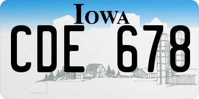 IA license plate CDE678