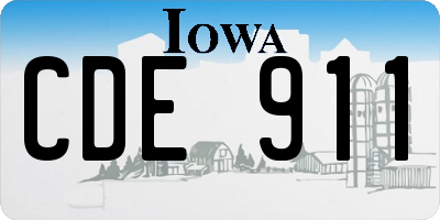 IA license plate CDE911