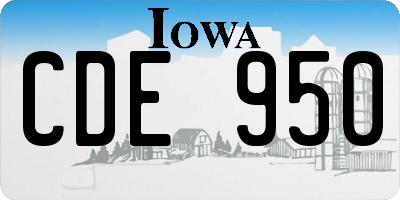 IA license plate CDE950