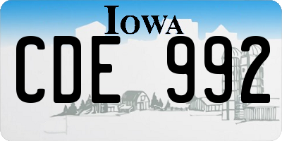 IA license plate CDE992