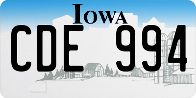 IA license plate CDE994