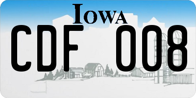 IA license plate CDF008