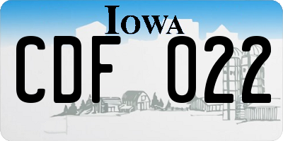 IA license plate CDF022