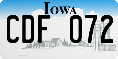 IA license plate CDF072
