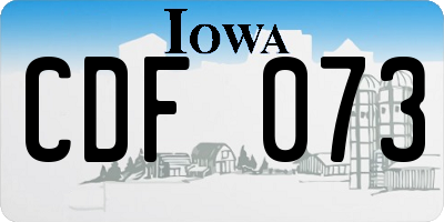 IA license plate CDF073