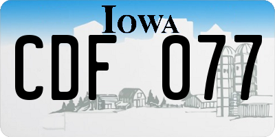 IA license plate CDF077