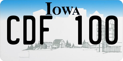 IA license plate CDF100
